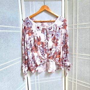 Free people Keepin On white floral oversized blouse dolman sleeve